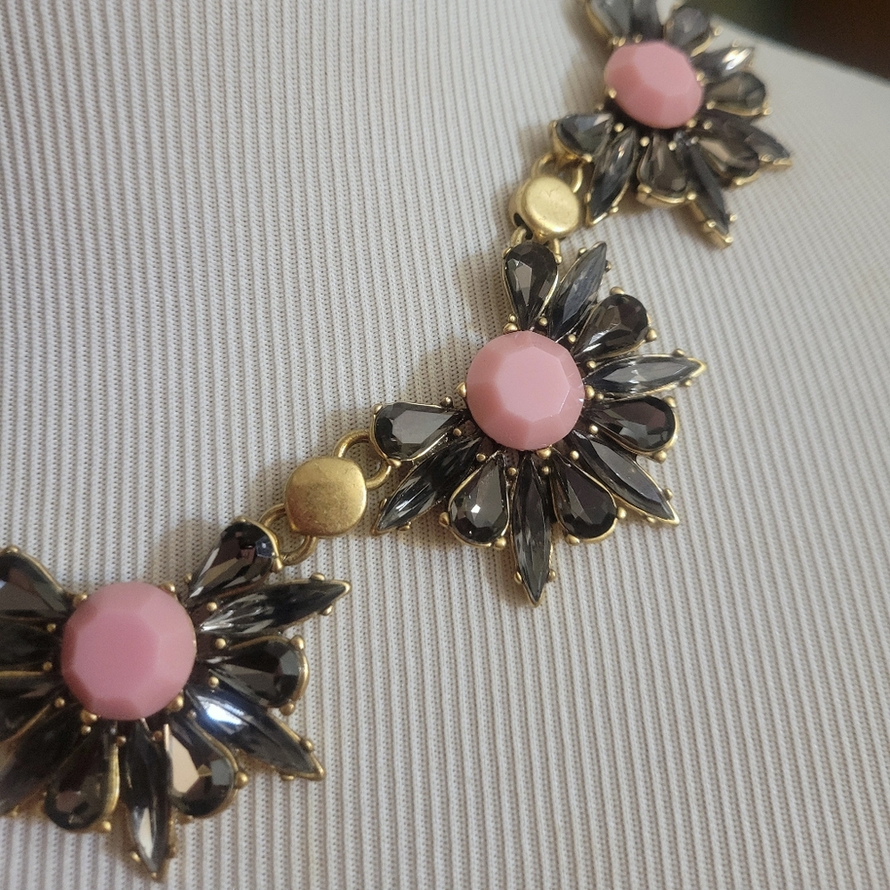 J. Crew Statement Necklace Dark Grey and Pink - Picture 4 of 7